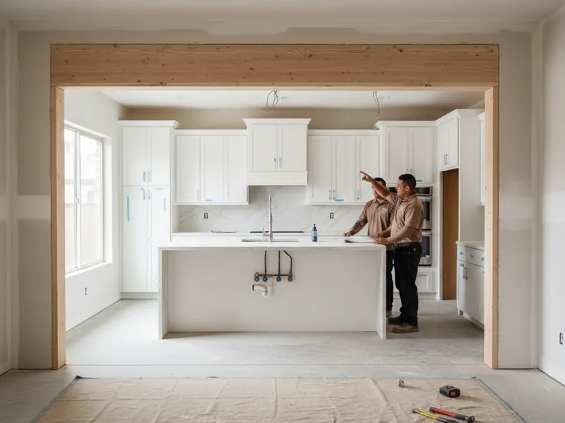 A San Diego home where the wall between the kitchen and living room has been removed to create an open concept kitchen