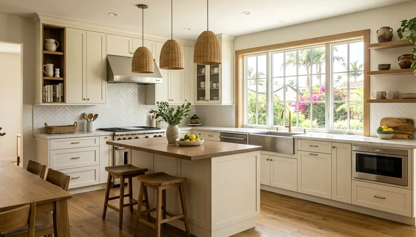 A homeowner photographing the inside of a sink cabinet before a kitchen remodel starts